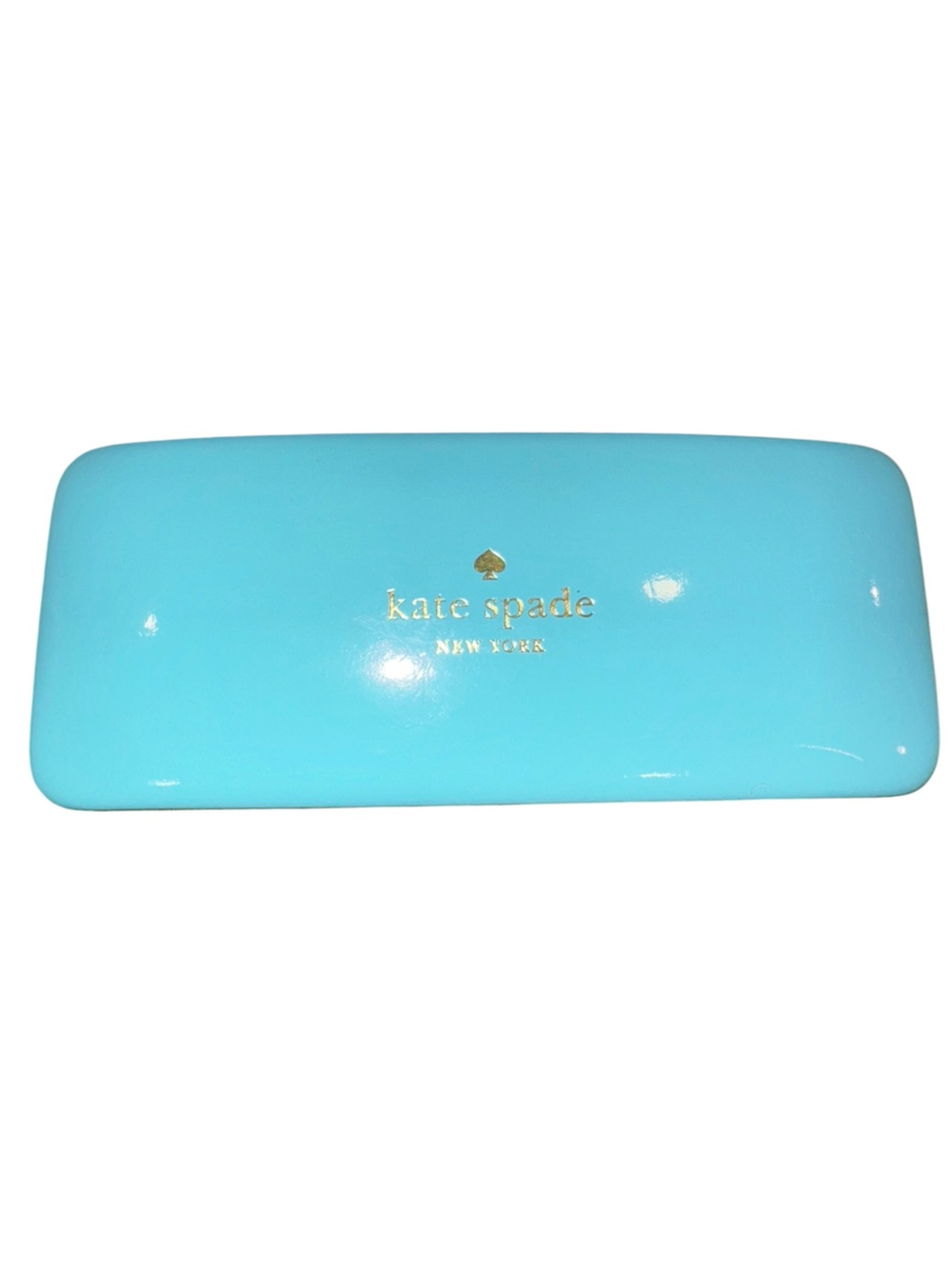 kate spade Turquoise Gloss Hard Eyeglass Case with Gold Logo